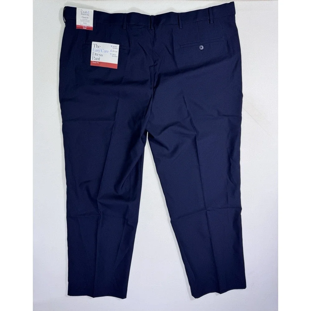 Croft & Barrow Easy Care Dress Pant Men 48x30 (48x29.5) NWT Admiral Navy Classic